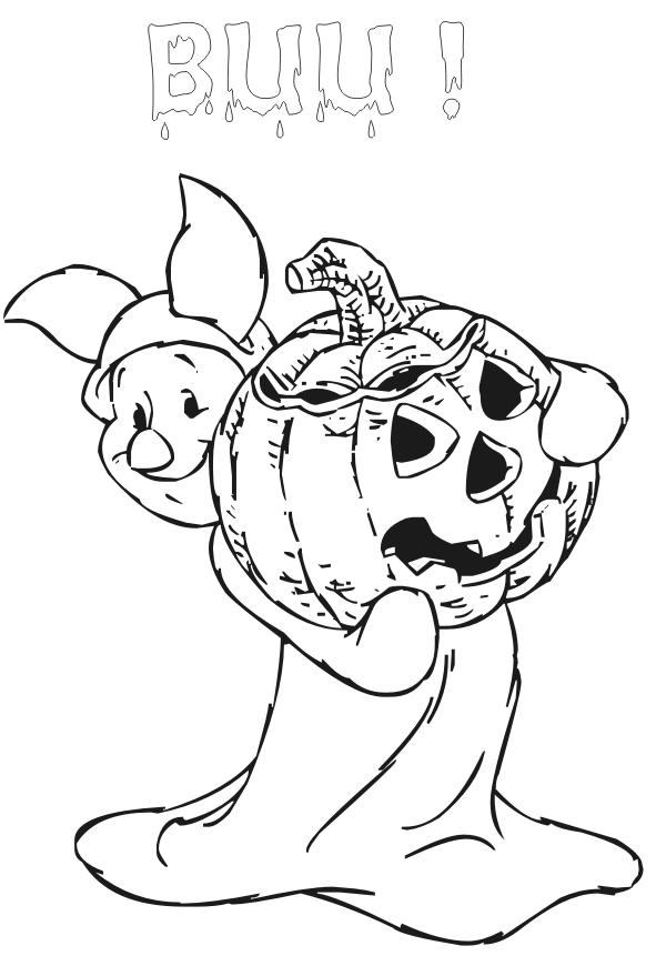 coloriage porcinet a halloween